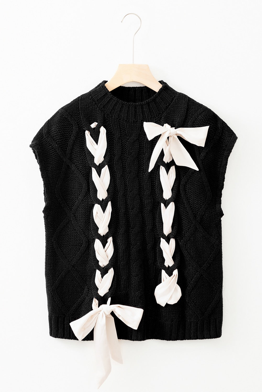 Black Bow Ribbon Sweater Vest January.