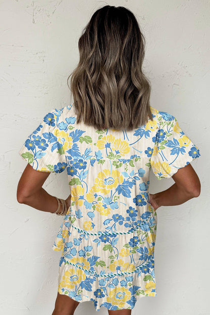 Blue and Yellow Floral Dress FB