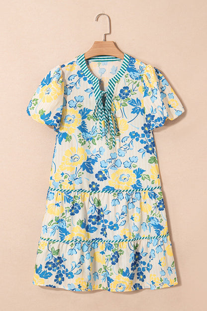Blue and Yellow Floral Dress FB