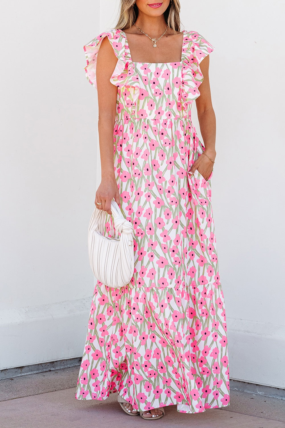 Pink Floral Ruffle Maxi LT