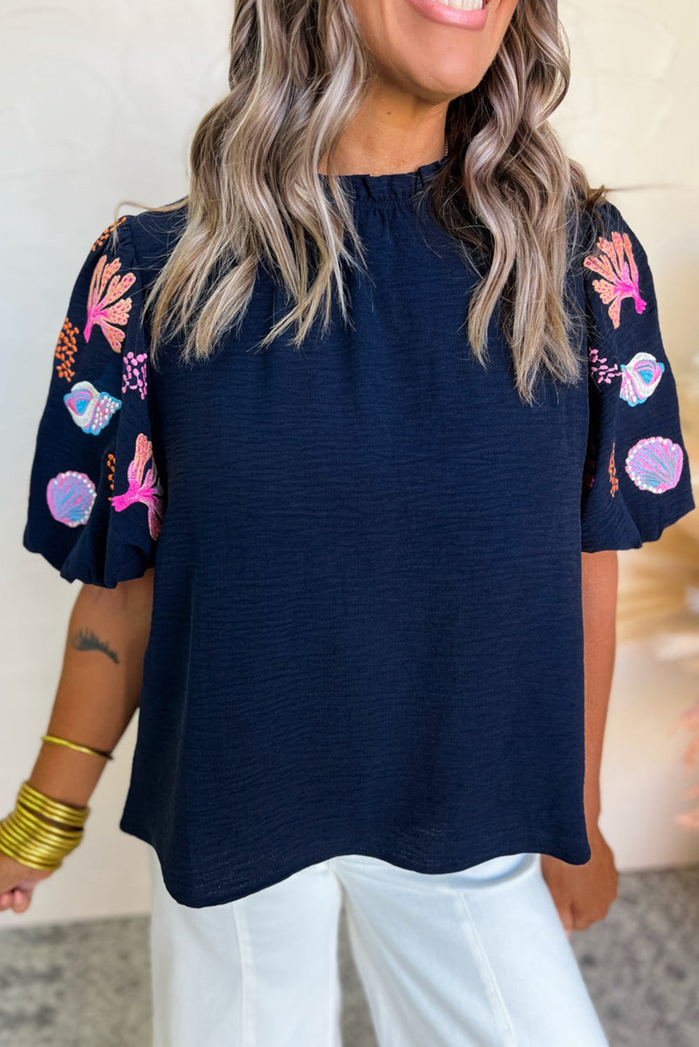 Navy Shell Blouse LT