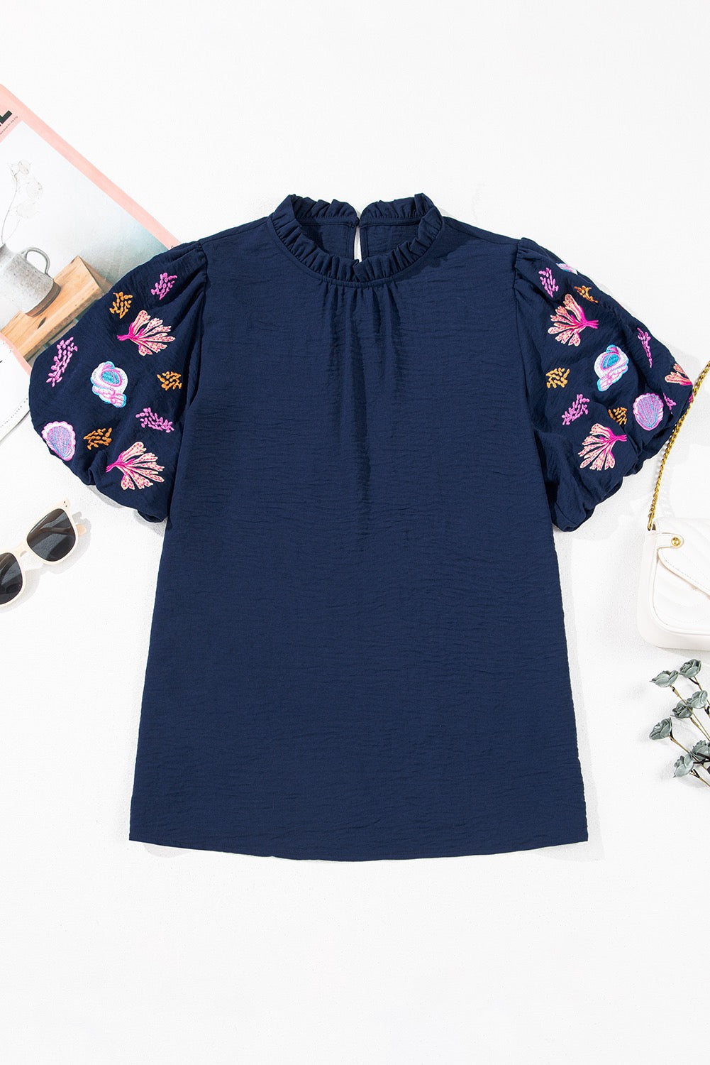 Navy Shell Blouse LT