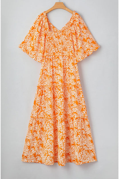 Orange Floral Maxi Dress RTS