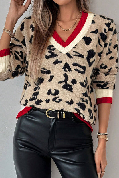 Khaki Leopard Knitted Sweater LT