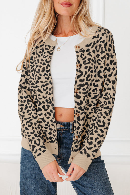 Leopard Knitted Cardigan Sweater FB