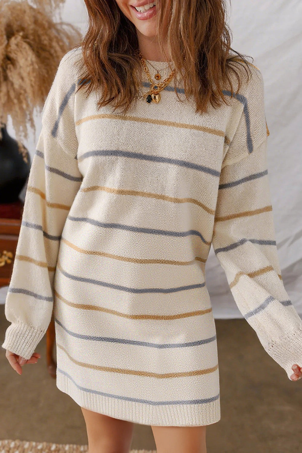 Multicolor Stripe Sweater Dress September.