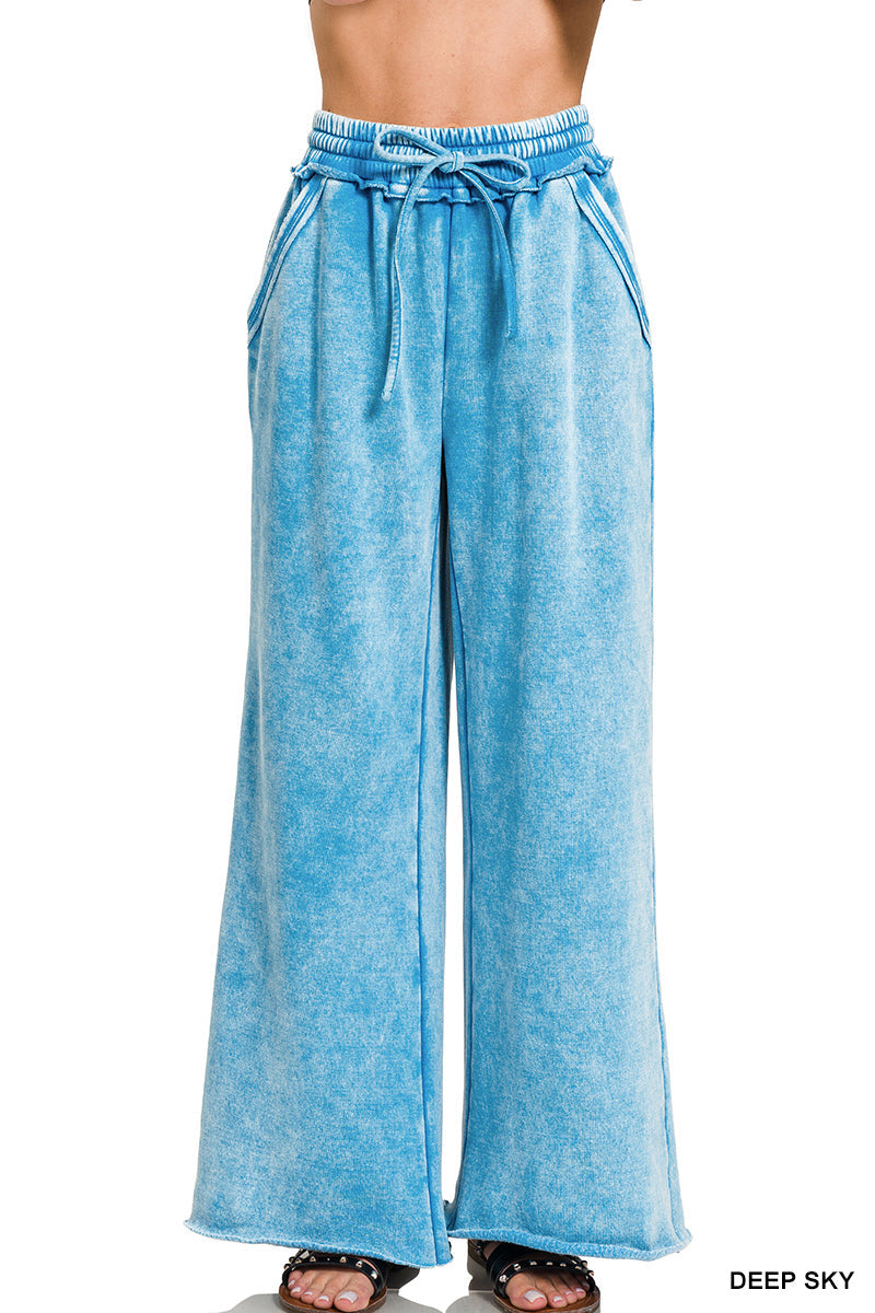 Acid Wash Fleece Sweatpants Zenana New RTS