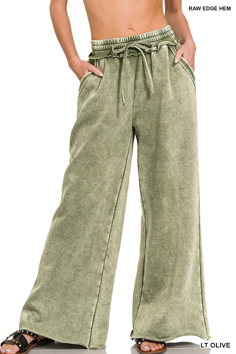 Acid Wash Fleece Sweatpants Zenana New RTS