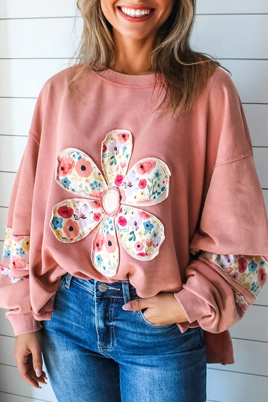 Peach Floral Applique Baggy Top LT