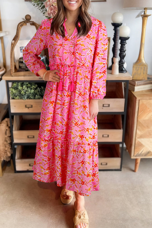 Pink Floral Tassel Maxi Dress FB