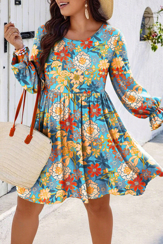 Plus Floral Flowy Mini Dress FB