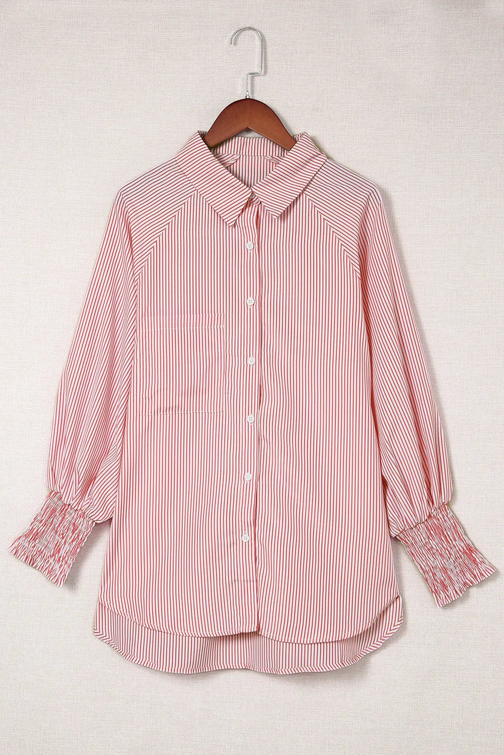 Red Smocked Boyfriend Shirt FB