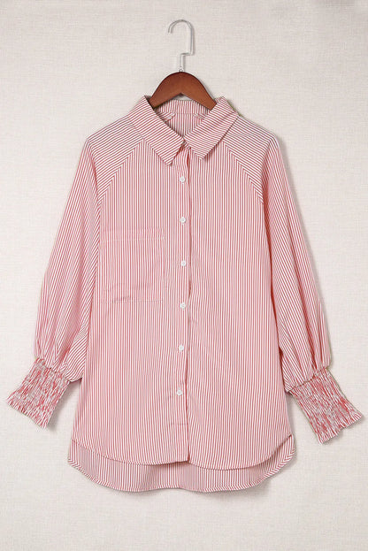 Red Smocked Boyfriend Shirt FB