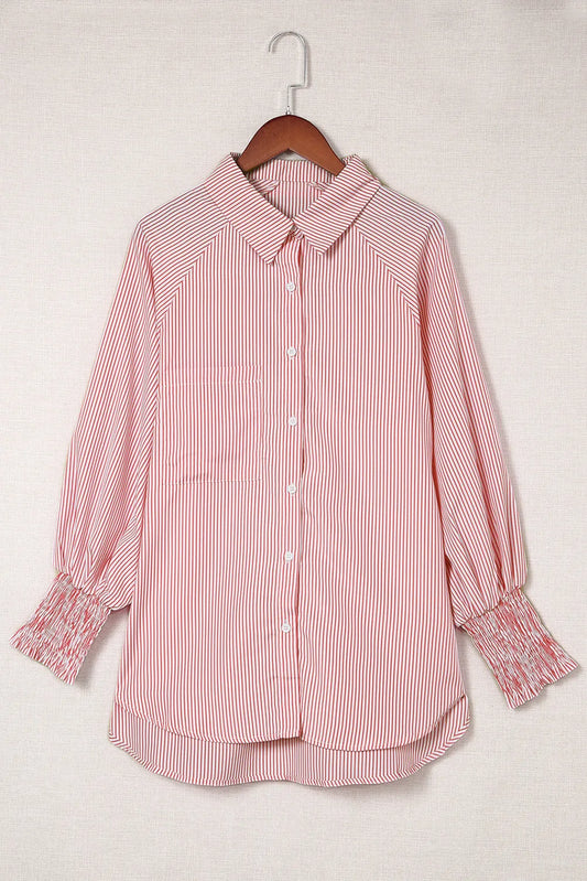 Red Smocked Boyfriend Shirt FB