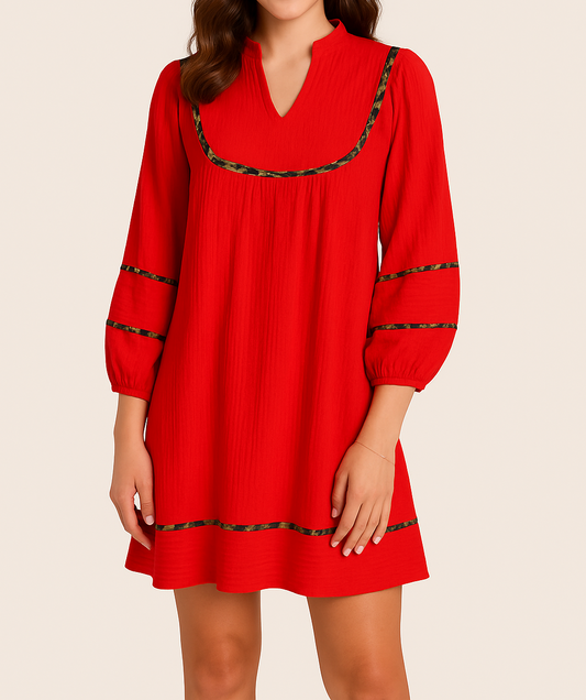 Red Textured Leopard Dress FB