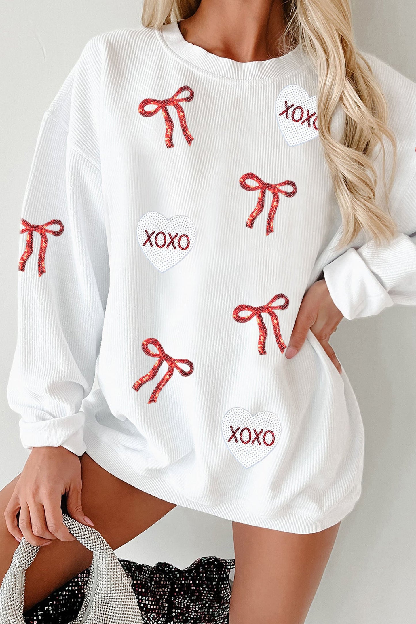 Ribbed Bow XOXO Sweatshirt FB