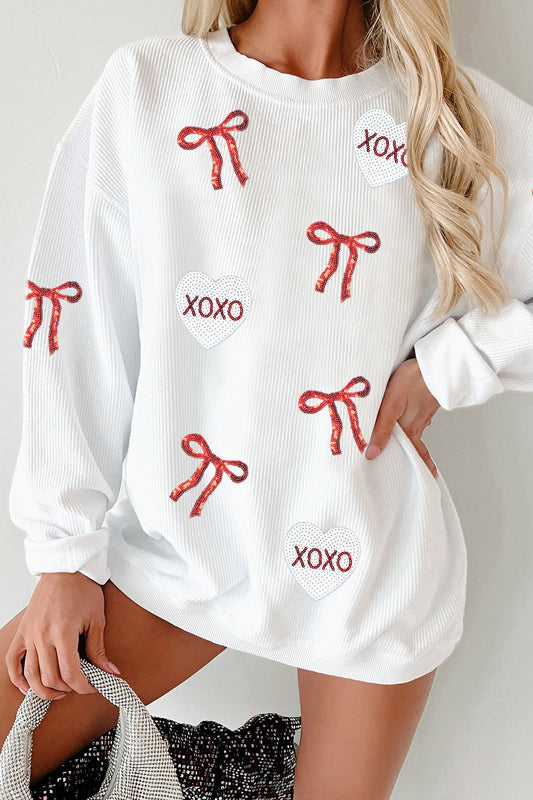 Ribbed Bow XOXO Sweatshirt FB