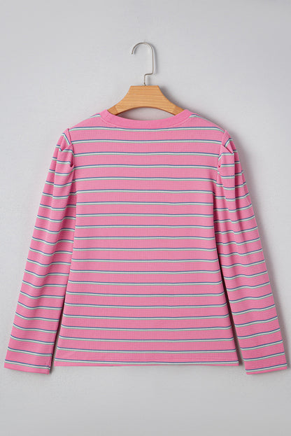 Rose Stripe Textured Top LT