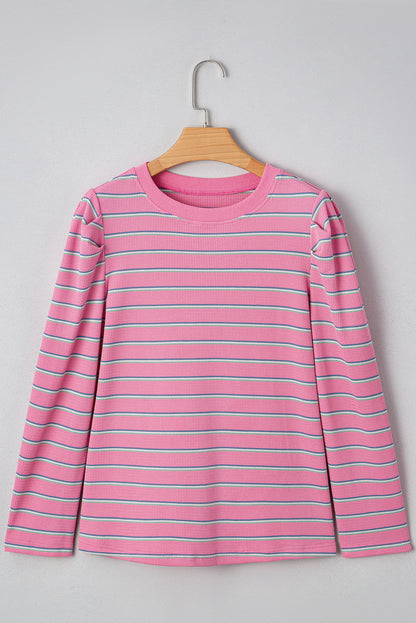 Rose Stripe Textured Top LT