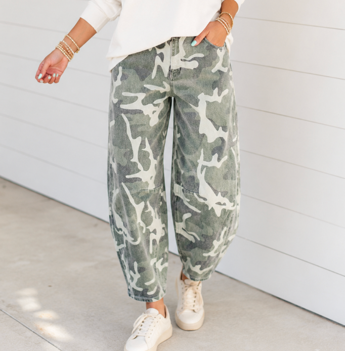Camo Straight Leg Ankle Length Jeans RTS