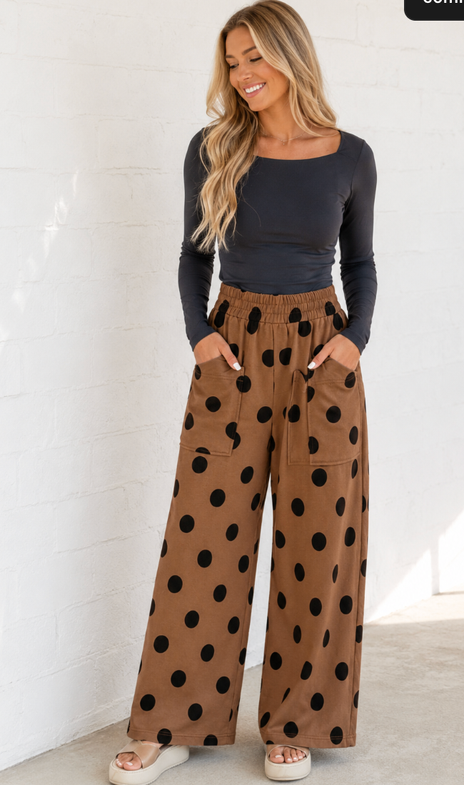 Polka Dot Wide Leg Pants