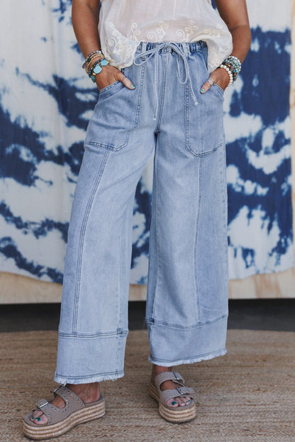 Seam Detail Raw Hem Pants FB