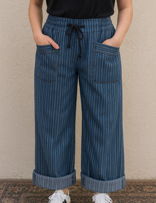 Stripe Drawstring Jeans FB