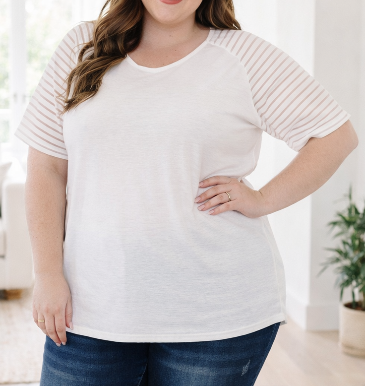 Striped Raglan Plus Top LT