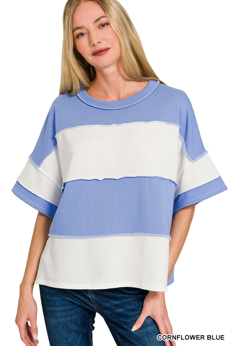 French-Terry Exposed Seam Top Zenana New RTS