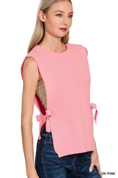 Side Tie Sweater Vest Zenana New RTS