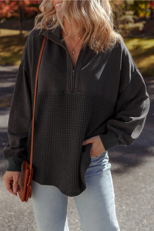 Waffle Knit Half Zip LT
