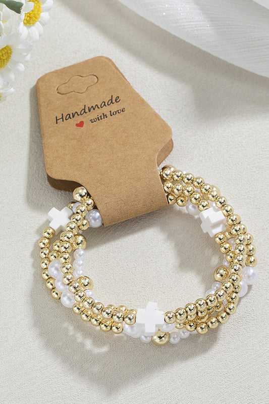 White Cross Pearl Bracelet FB
