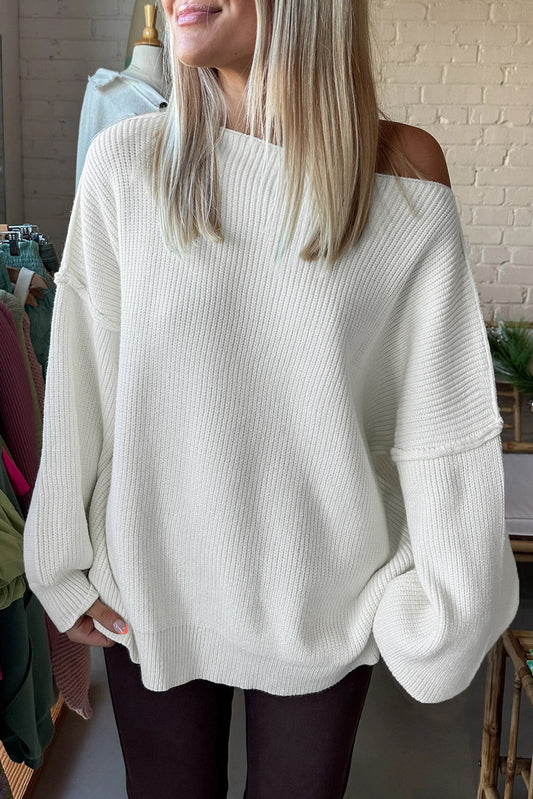 White Drop Shoulder Sweater November.