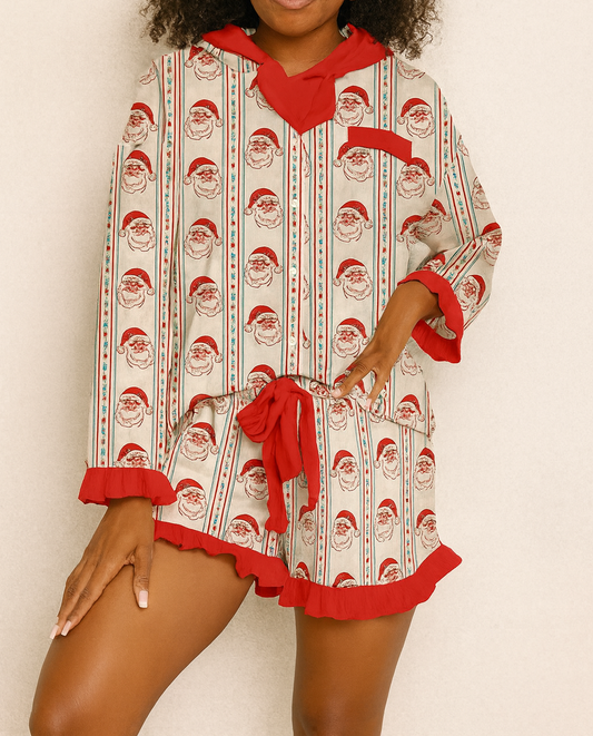 White Santa PJ Set FB