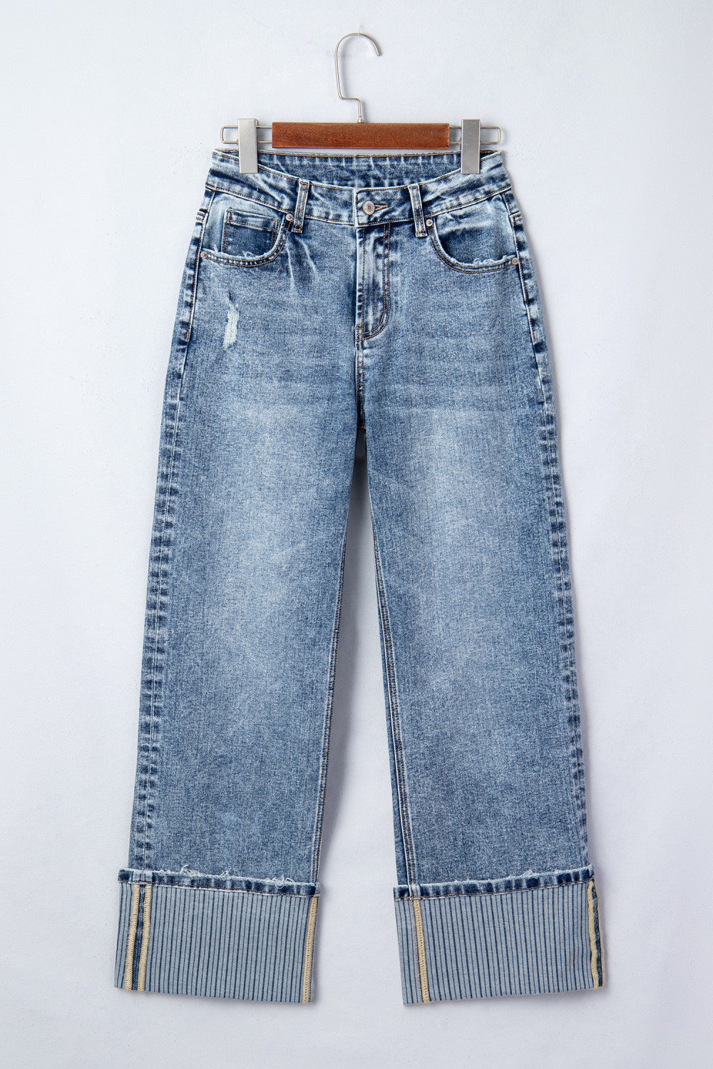 Cuffed Straight Loose Jeans FB