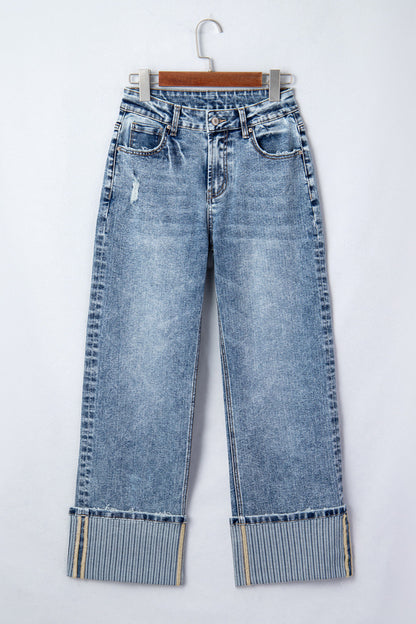 Cuffed Straight Loose Jeans FB