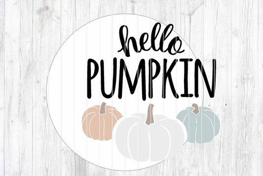 Hello Pumpkin w/ 3 pumpkins Door Hanger DIY