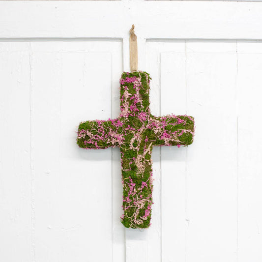 Eva Cross Door Décor   Green/Pink   12x15.75x2.75