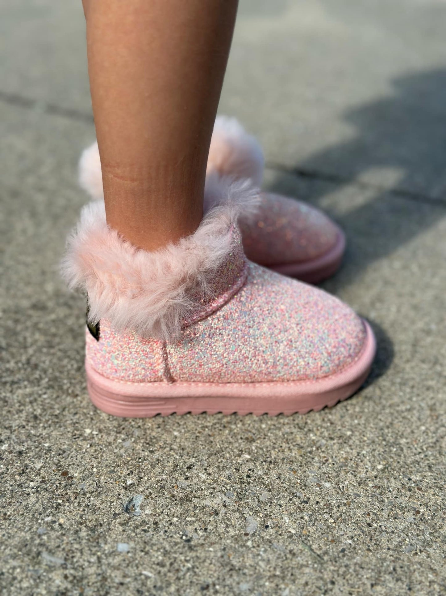 RTS: Vegan Leather Fuzzy Sparkle Boot-