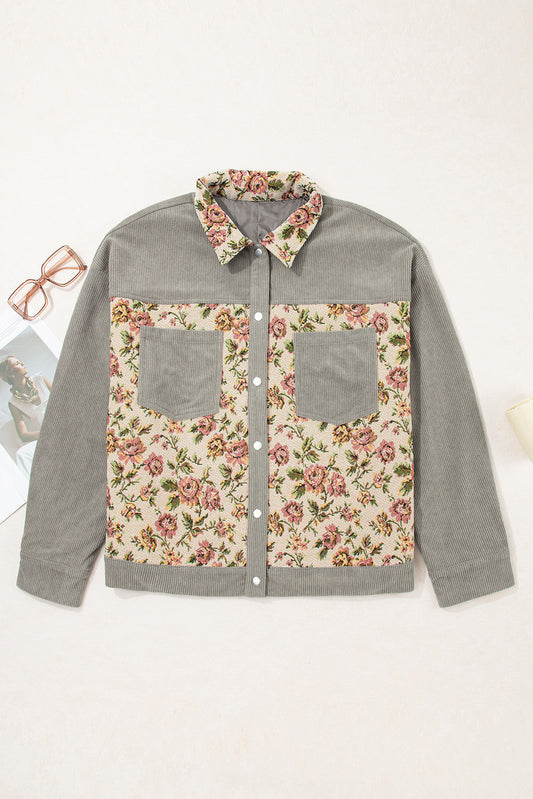 Corduroy Vintage Floral Plus Size Jacket FB