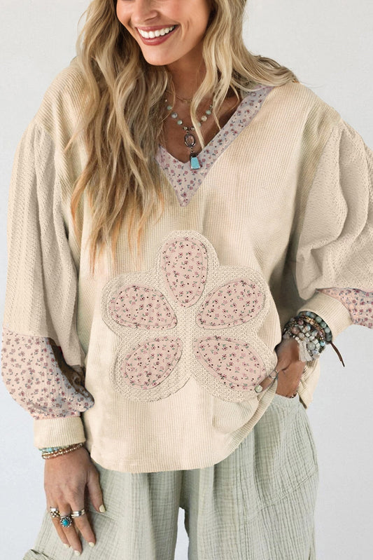 Floral Patched Hooded Top FB