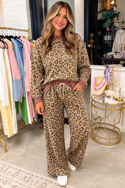 Leopard Polka Dot Two Piece Set