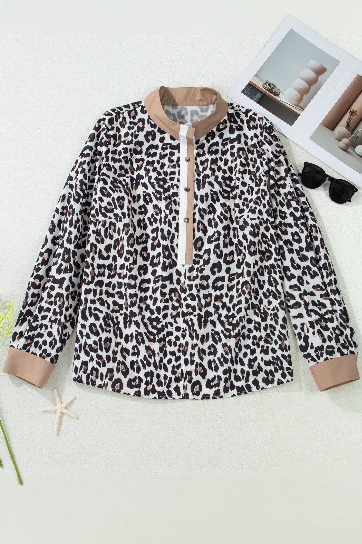 Leopard Split Neck Plus Blouse RTS