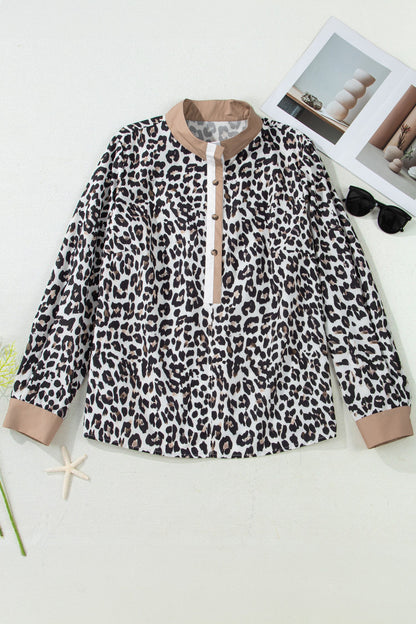 Leopard Split Neck Plus Blouse RTS