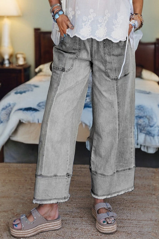 Seam Detail Raw Hem Pants LT