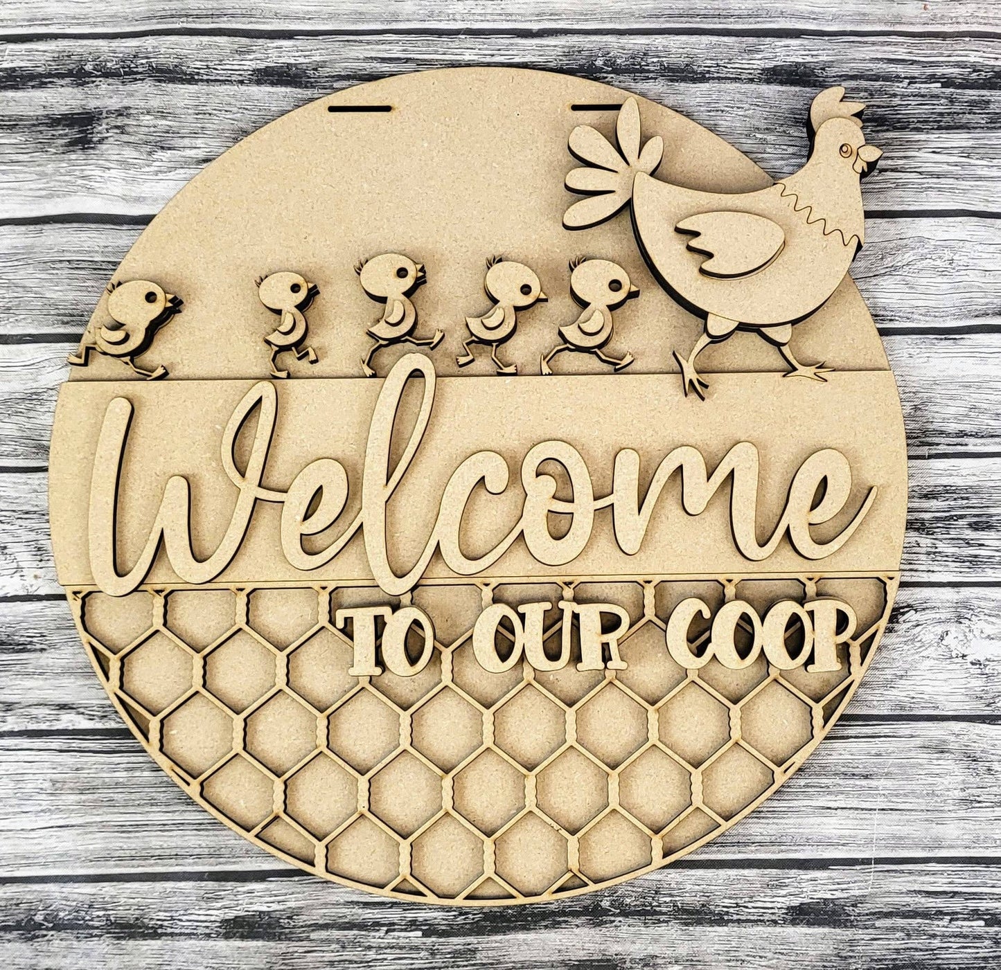 Unfinished DIY Project Kit - Tabletop or Large Door Hanging Sign - Welcome To Our Coop