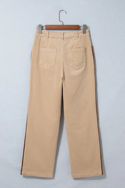 Corduroy Side Stripe Straight Leg Pants