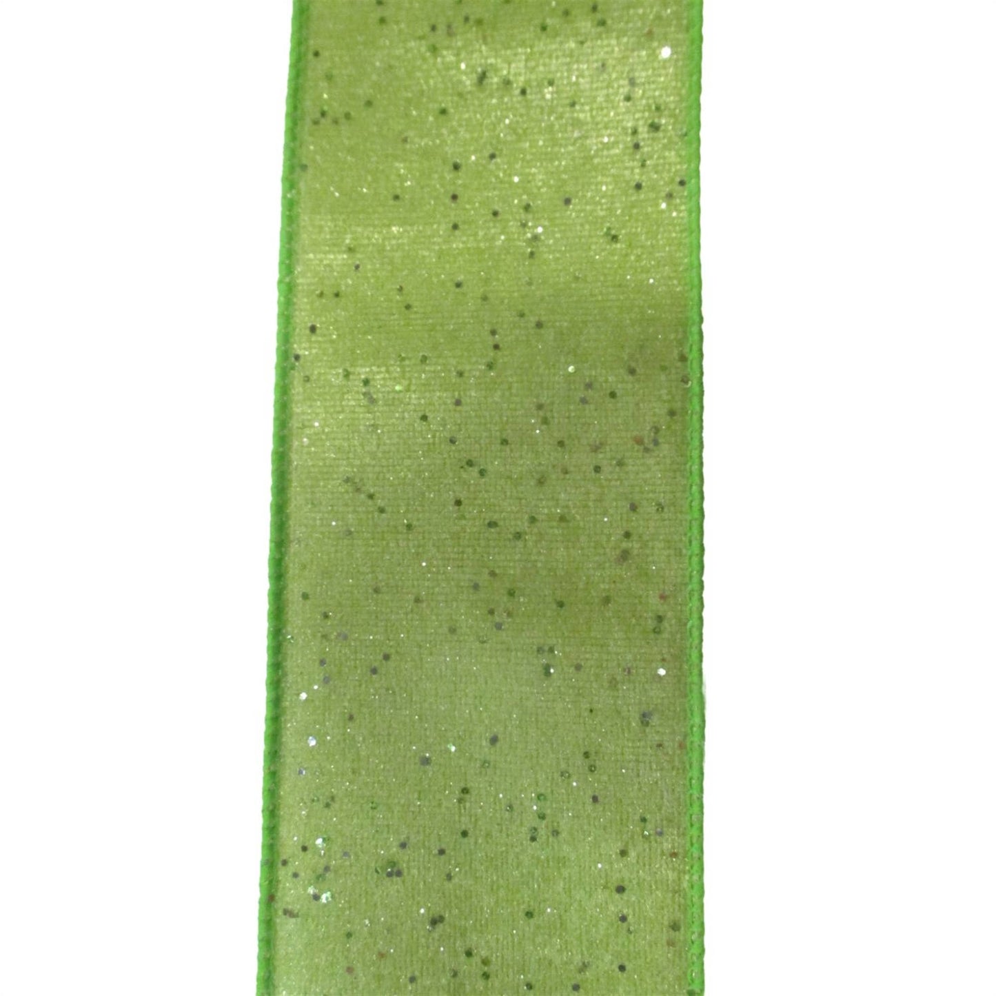 CHRISTMAS LIME SPARKLE RIBBON 2.5" X 10YD