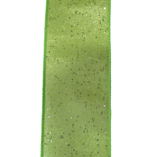 CHRISTMAS LIME SPARKLE RIBBON 2.5" X 10YD