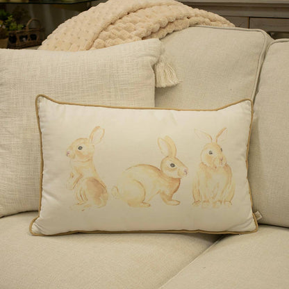 Grayson Bunny Pillow   Soft White/Multi   14x22